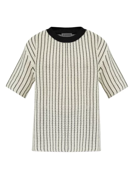 Tricou Jil Sander cu dungi cu decolteu rotund