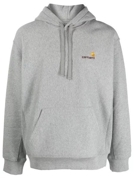 Mikina s kapucí Carhartt Wip s výšivkou šedá