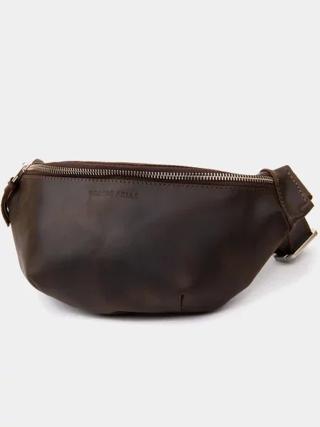 Кожаная поясная сумка Grande Pelle коричневая