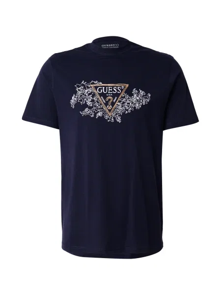 GUESS Tricou bleumarin / portocaliu deschis alb