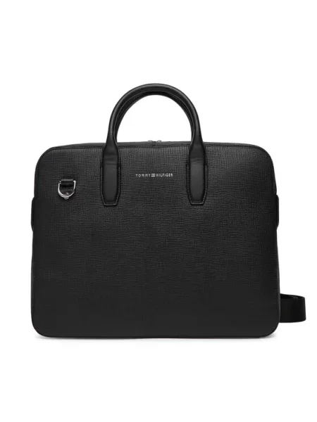 Tommy Hilfiger Torba za prenosnik Th Business Leather Computer Bag črna