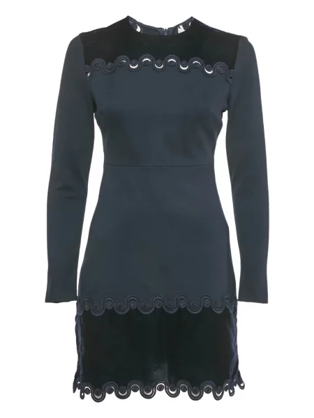 Aksamitna mała sukienka mini Sandro garniturowa niebieska