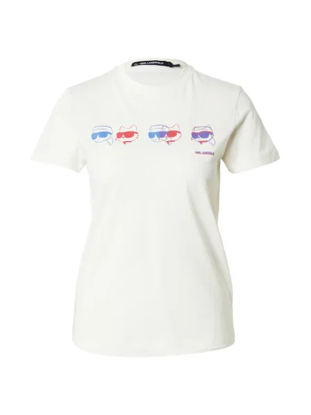 Karl Lagerfeld Tricou IKON crem / albastru roșu