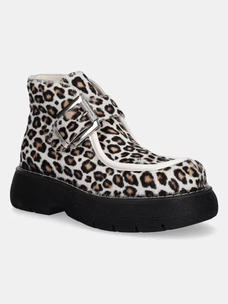 MSGM cizme din piele întoarsă cu plat bej