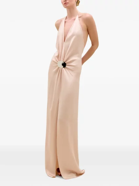 Rochie maxi Silvia Tcherassi cu gât halter roz