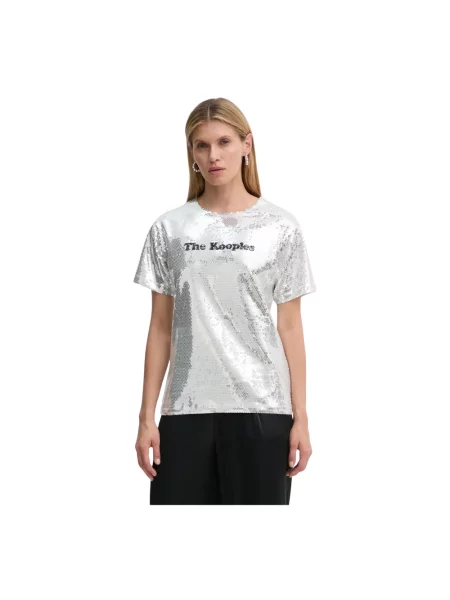 Koszulka The Kooples z cekinami z krótkim rękawem szara