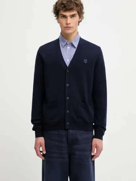 Maison Kitsuné cardigan din lână Bold Fox Head Patch