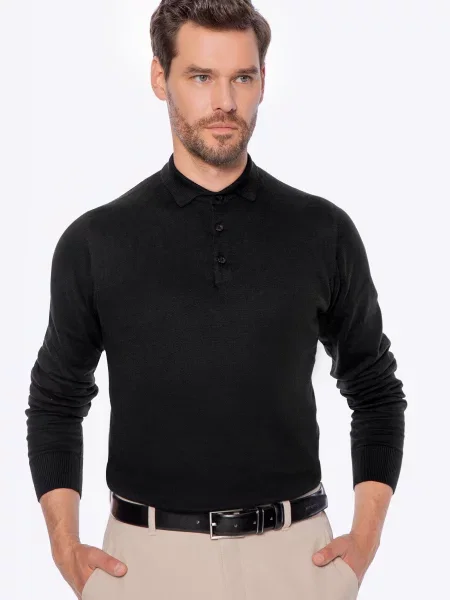 Sweter z bawełny z domieszką kaszmiru czarny
