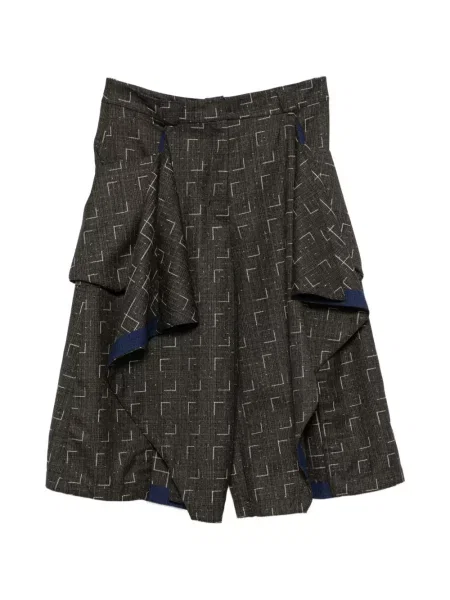 Pantaloni Kiko Kostadinov cu imagine cu imprimeu geometric drapate gri