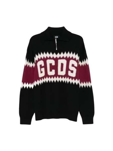 Sweter Gcds z wzorem argyle z logo czarny