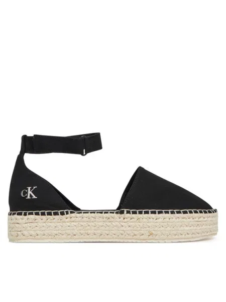 Espadrilės Calvin Klein Jeans Flatform Espadrille Sling Mg juoda