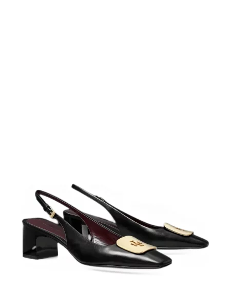 Pantofi cu toc Tory Burch slingback cu autograf negru
