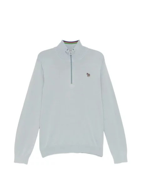 Svetr Ps Paul Smith se zebřím vzorem s autogramem modrý