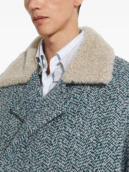 Palton Zegna cu model herringbone albastru
