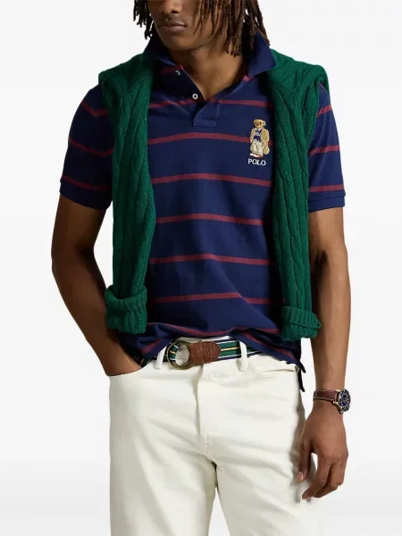 Șapcă Polo Ralph Lauren din fleece cu dungi cu volane albastru