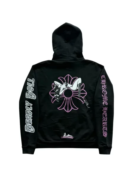Суичър с качулка Chrome Hearts със сърца черно