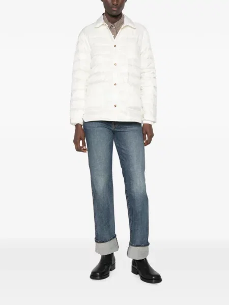 Matlasat lung geacă Moncler alb