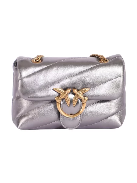Torebka crossbody Pinko skórzana szara