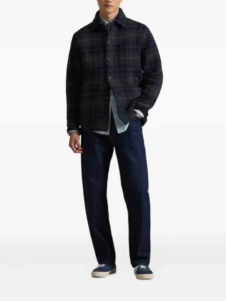 Dlouhá pruhovaná s límcem kšiltovka Polo Ralph Lauren modrá