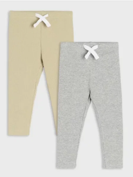 Sinsay legíny z žebrovaného úpletu 2 pack olivová