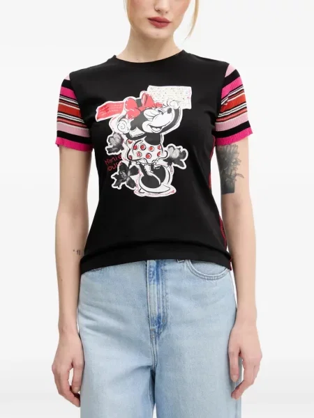 Tricou Desigual cu dungi negru