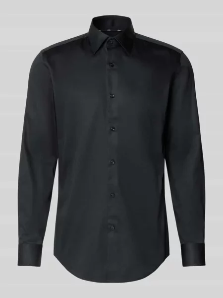 Koszula biznesowa o kroju slim fit z czystej bawełny model ‘HANK’ Boss czarna