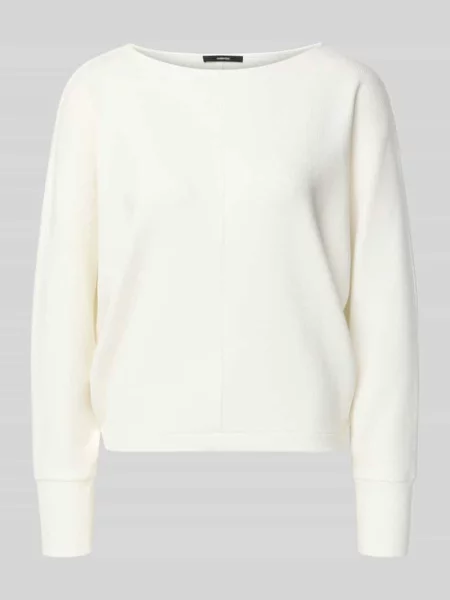 Sweter z dzianiny z dekoltem w łódkę model ‘UTIBBY’ Someday biały