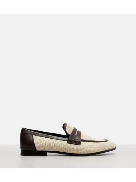 Pantofi loafer Brunello Cucinelli din piele bej