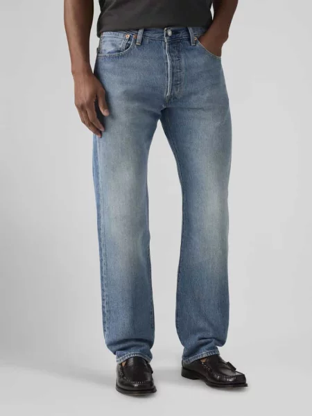 Jeans o kroju straight fit z czystej bawełny w fasonie Levi's niebieskie