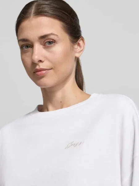 T-shirt o pudełkowym kroju z czystej bawełny Boss Orange biała