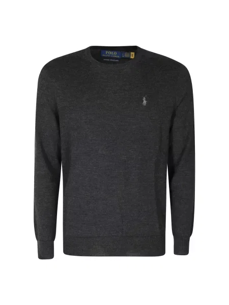 Sweter Polo Ralph Lauren wełniany z długim rękawem szary