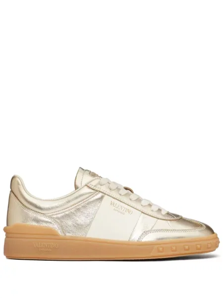 Sneakerși Valentino Garavani cu șireturi din dantelă auriu