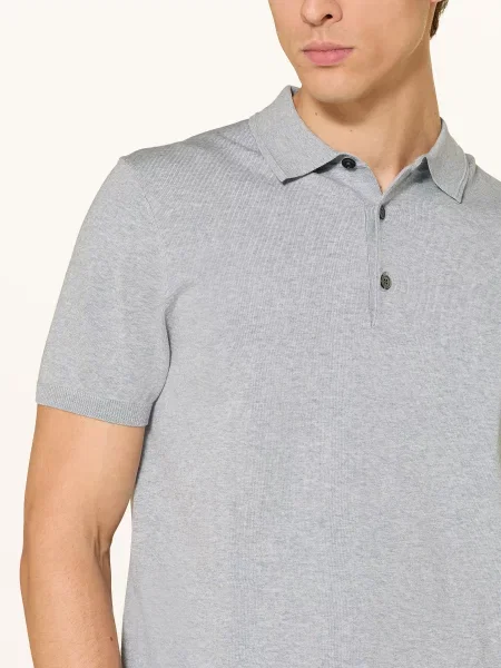 Profuomo Pletené Polo Tričko světle šedá