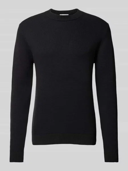Sweter z dzianiny o kroju regular fit z czystej bawełny model ‘DANE’ Selected Homme czarny