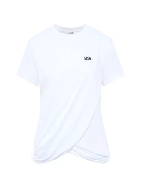 Tricou Loewe asimetric drapate alb