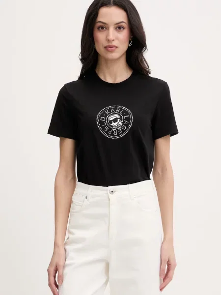 Karl Lagerfeld t-shirt γυναικείο IKON μαύρο