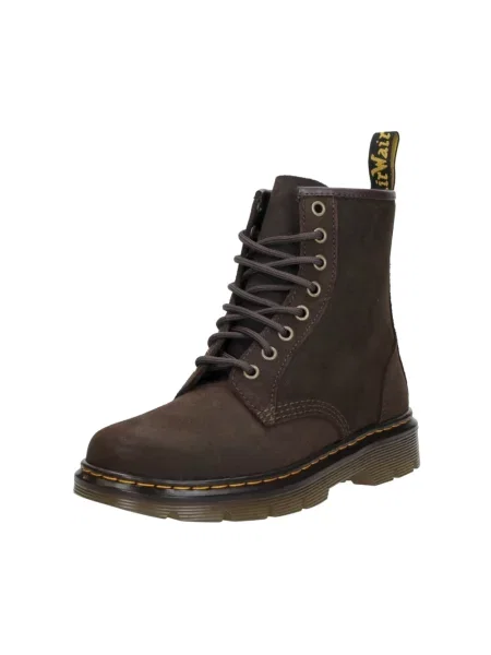 Botki Dr. Martens sznurowane koronkowe brązowe
