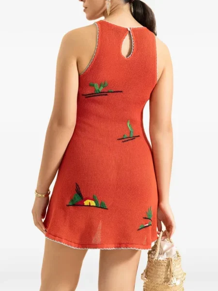 Rochie mini Staud cu broderie portocaliu