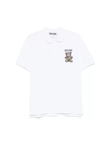 Koszulka polo Moschino z logo typu teddy biała