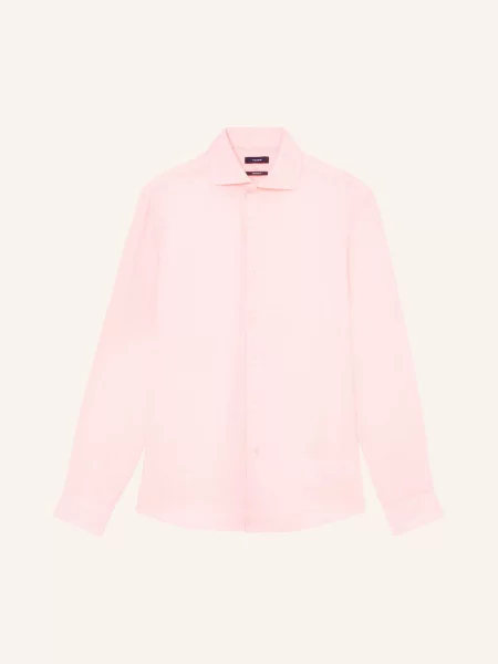 Reiss Lněná Košile Ruban Regular Fit světle růžová