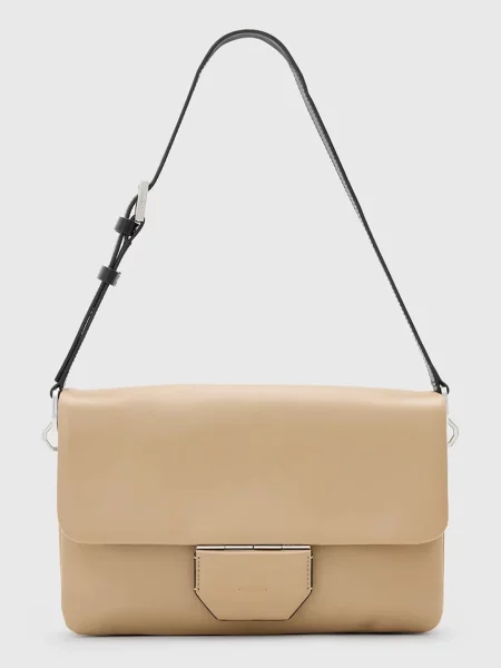 Кожена чанта AllSaints ONDINE бежово