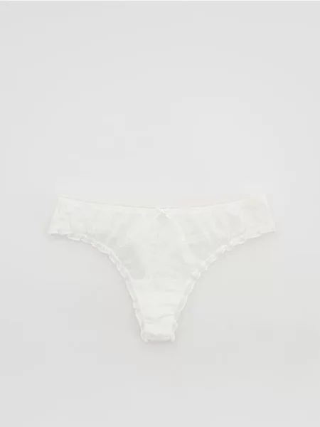 Reserved Chiloți thong din plasă crem