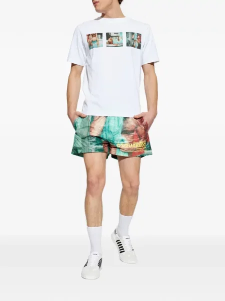 Slip de baie Dsquared2 cu imagine albastru