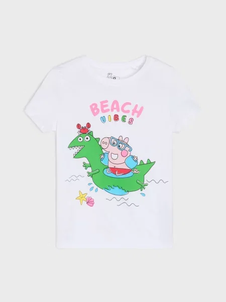 Sinsay Tričko Peppa Pig bílá