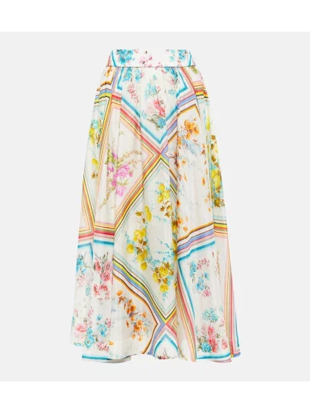 Jedwabna spódnica midi Zimmermann w kwiatki do kolan