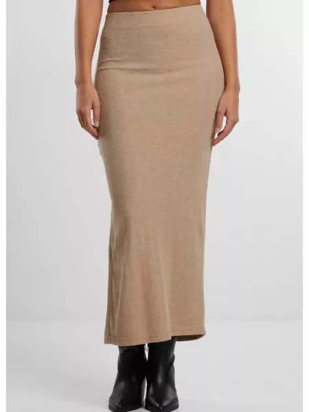 Fustă Urban Classics cu crăpătură bej