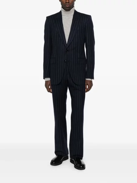 Pantaloni Tom Ford de lână cu dungi albastru