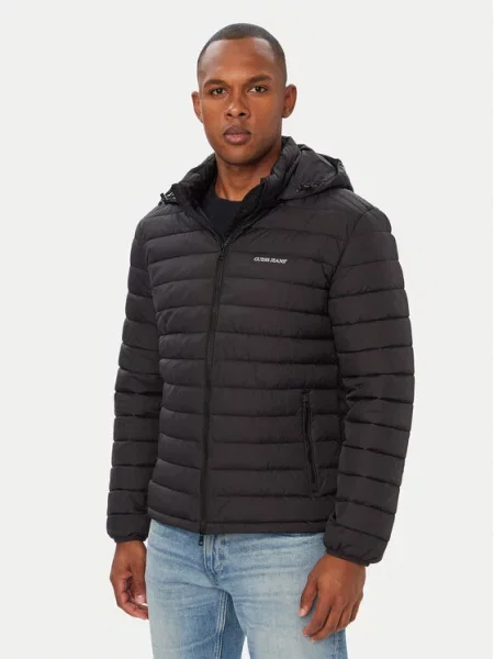 Guess Jeans Μπουφάν πουπουλένιο μαύρο