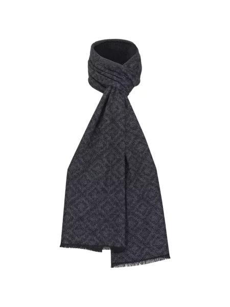 Fular Chelsey Imports cu franjuri cu imprimeu geometric gri