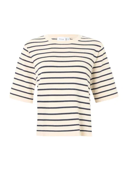 VILA Pulover VIMALU crem / închis albastru